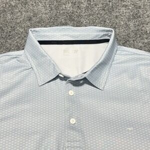 Brady Polo Shirt Mens L Blue Performance Geometric Print Golf Tom Brady